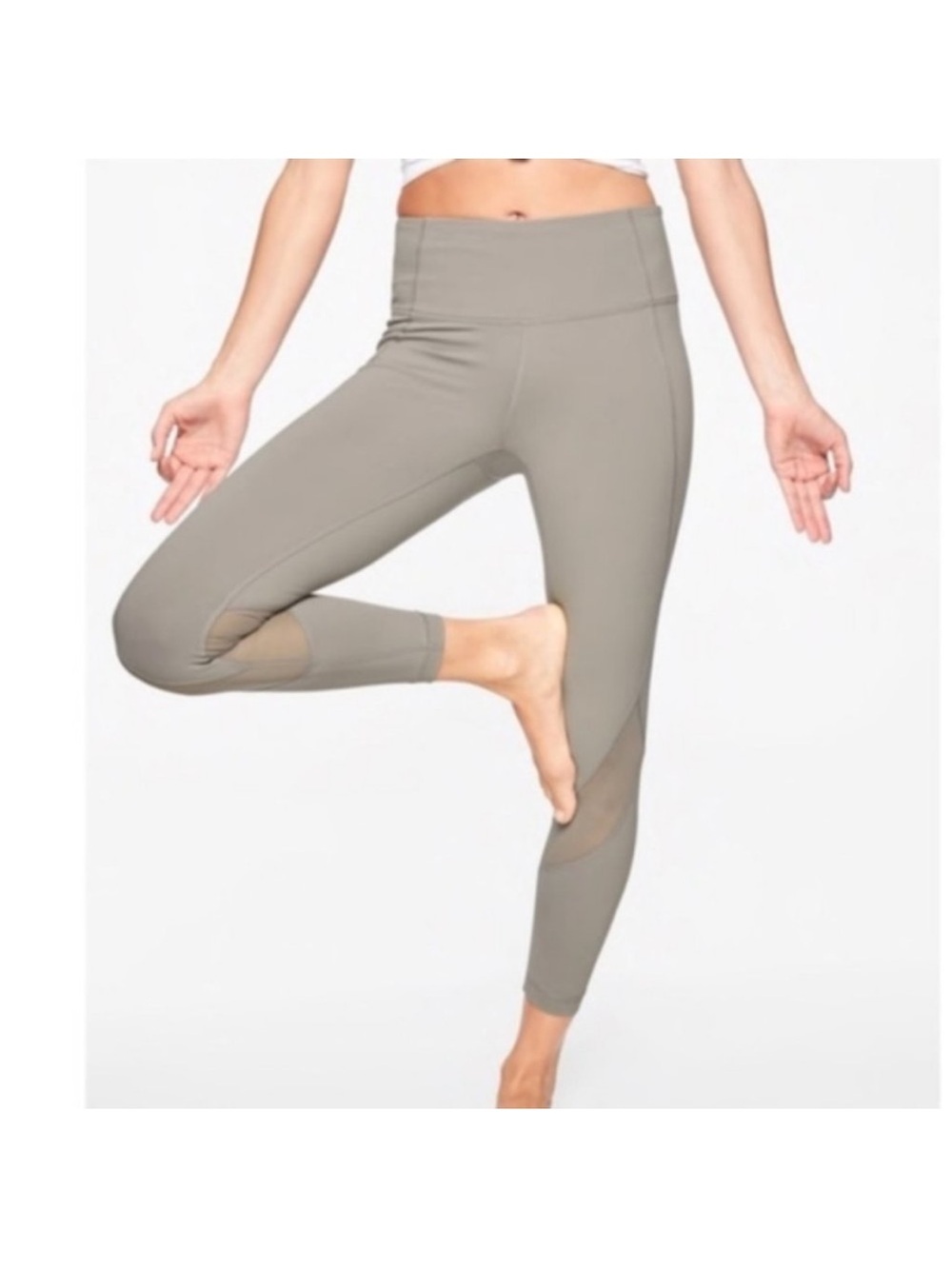 Athleta eclipse legging High-Waist Mesh Panel Leggings in silver grey size xs